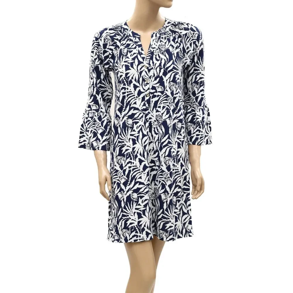 Lilly Pulitzer Norris Shift Swing Mini Dress Printed Bell Sleeve Cotton S 288126